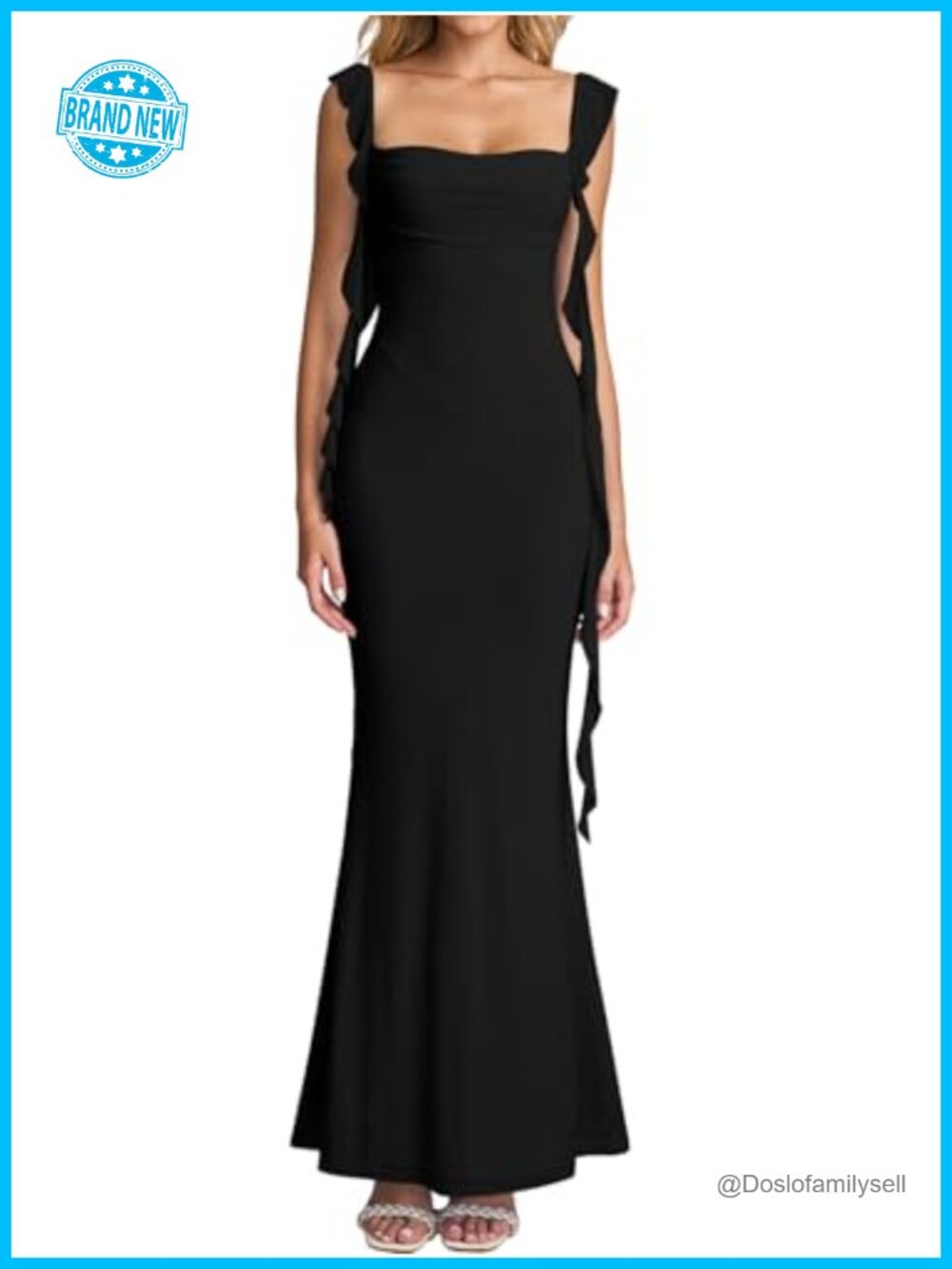 Ruffle Mermaid Maxi Formal Wedding Guest Dress Women